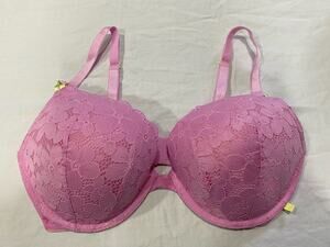 Victoria’s Secret Sexy Tee Push Up Lace Bra Pink Chifon 36 DD